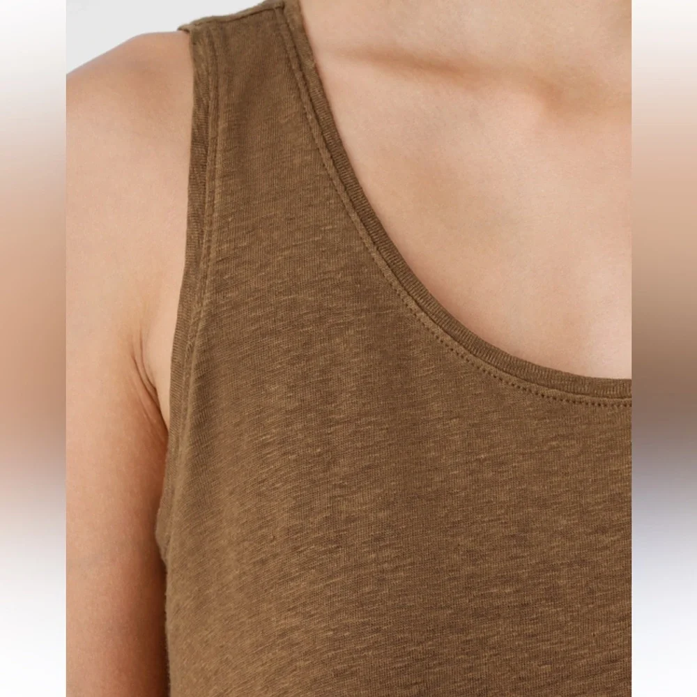Eileen Fisher Earthy Brown  Organic Linen Tank Top - Picture 2 of 12